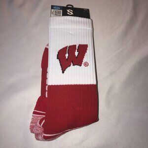 Strideline Crew Socks University of Wisconsin Logo Size M/L M 8-12 W9.5-13.5 NEW